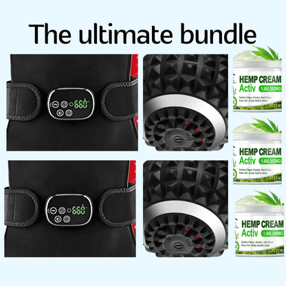 EaseWell Ultimate Wellness Bundle featuring devices and HEMP CREAM for pain relief and mobility support.