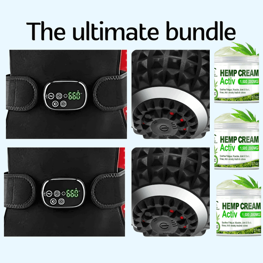 EaseWell Ultimate Wellness Bundle featuring devices and HEMP CREAM for pain relief and mobility support.