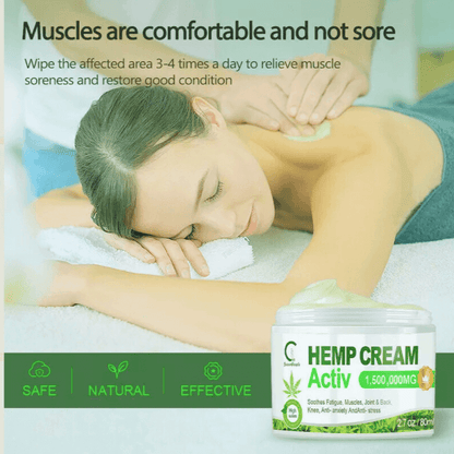 Woman receiving a massage while using EaseWell Hemp Pain Relief Cream for soothing muscle pain and discomfort.